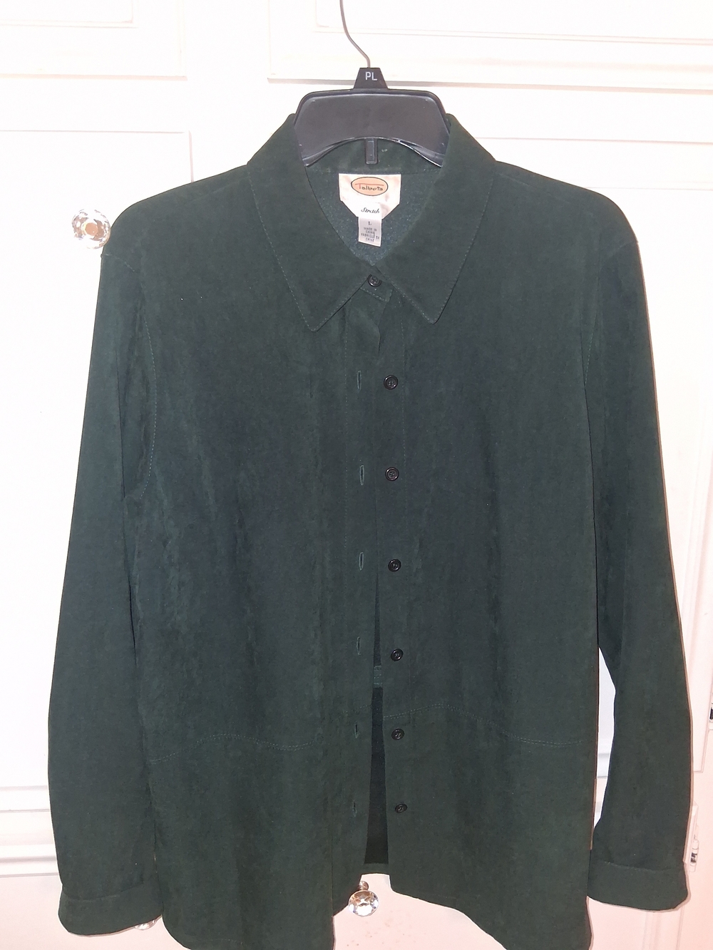 Talbots Dark Green Suede Button-Up Jacket